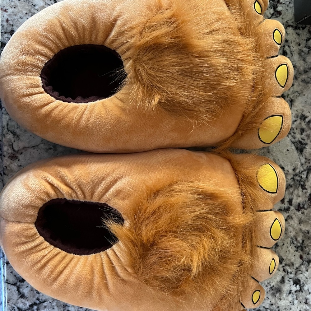 Furry foot slippers Kids’ one size hobbit feet plush